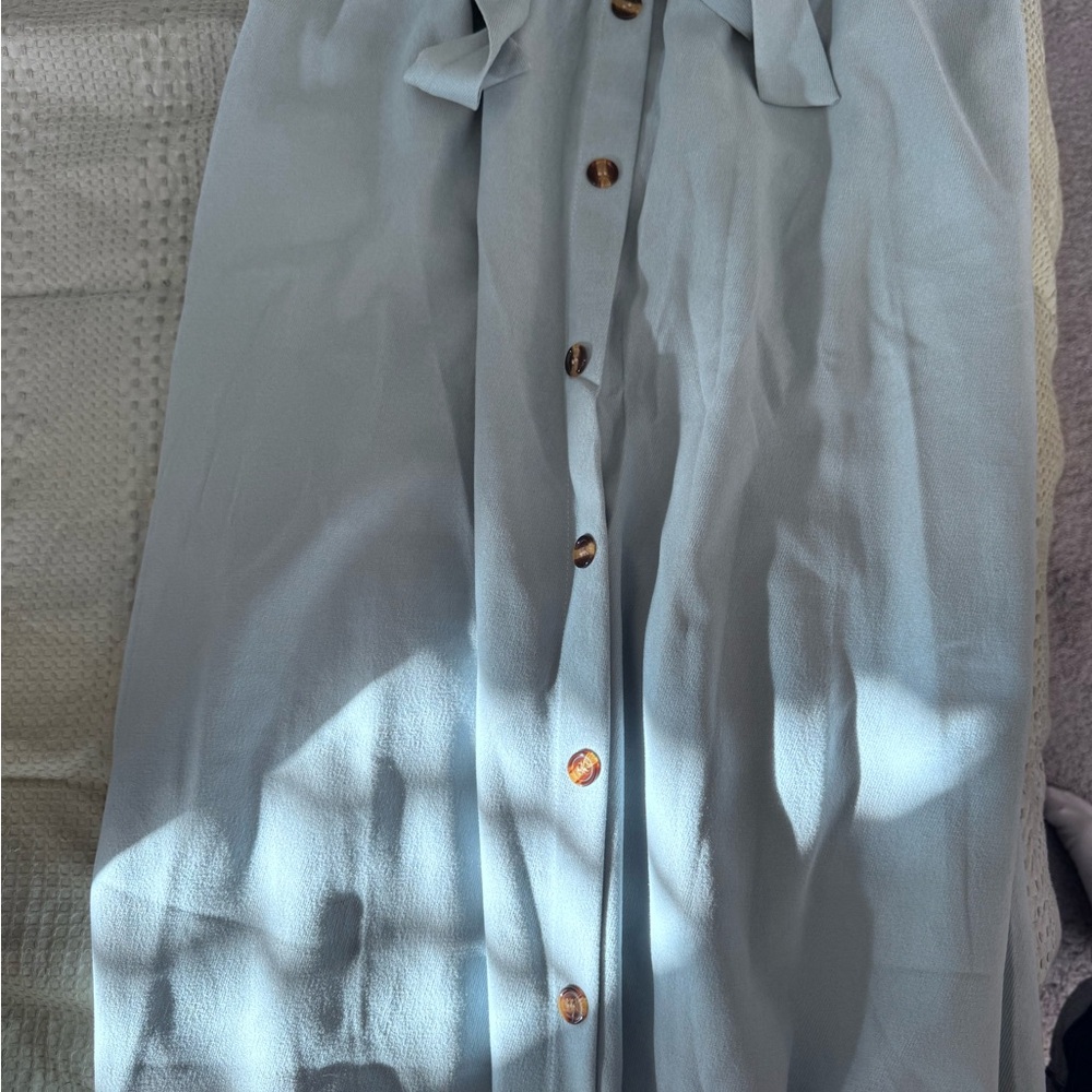SHEIN Light Blue Button-Down A-Line Skirt